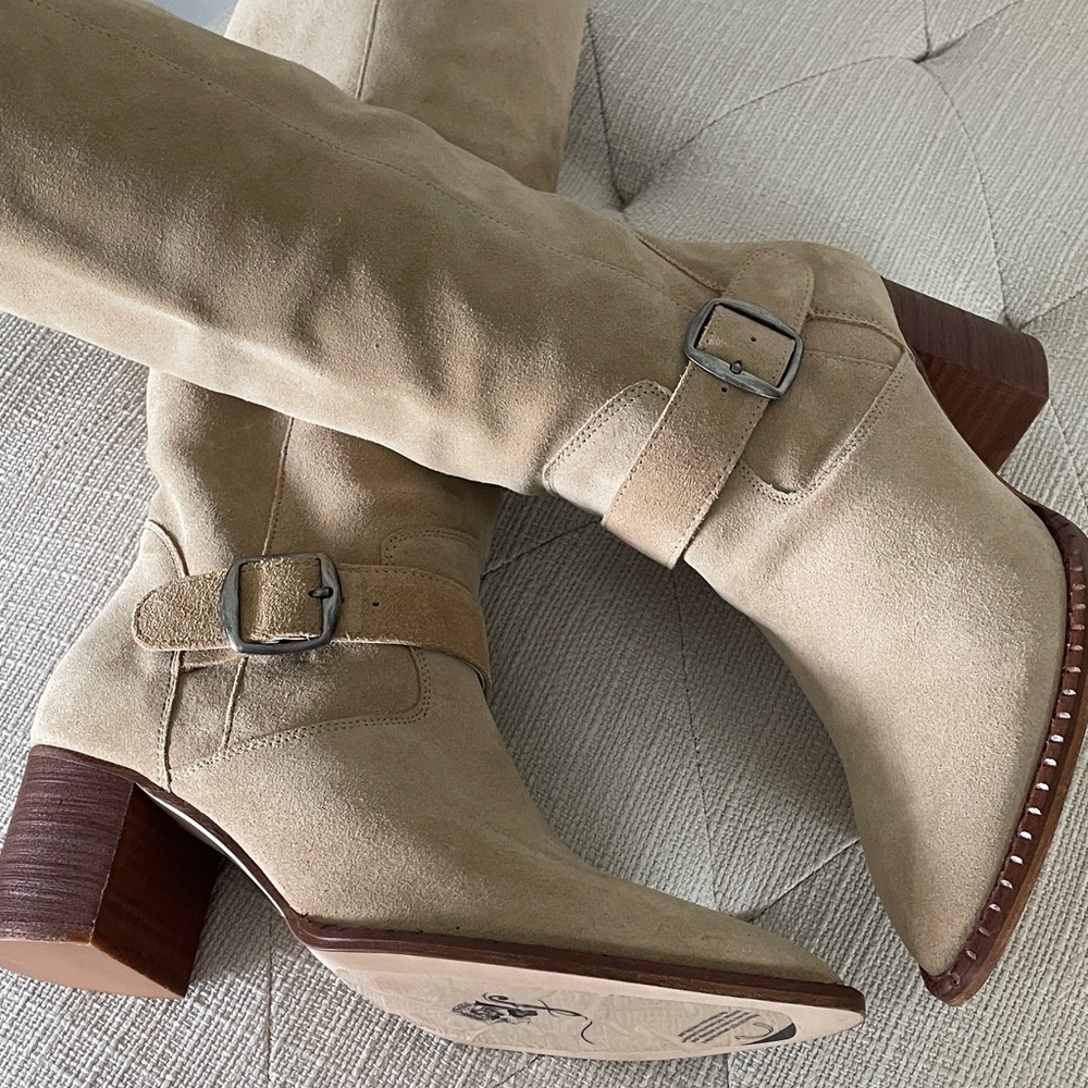 Free People Tan Suede Boots (new w/o tags) size 6 runs small, more like 5.5 or 5 - Picture 5 of 6